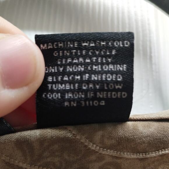 New Directions Women's Size XL Brown Embroidered Popover Roll Tab Sleeves Top - Picture 7 of 7